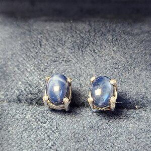 HOLD: VTG 925 Natural Blue Star Sapphire Stud Earrings LAST PAIR